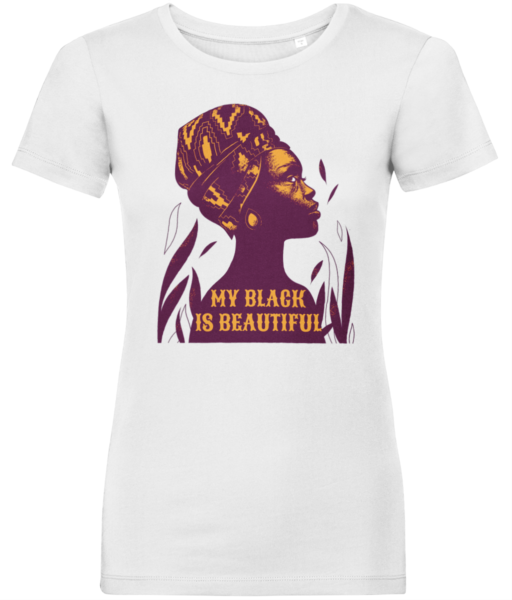 My Black Is Beautiful Women's, Glow, Contemporary Shaped Fit Organic Cotton T-Shirt