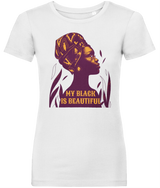 My Black Is Beautiful Women's, Glow, Contemporary Shaped Fit Organic Cotton T-Shirt