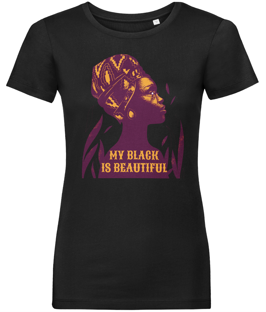 My Black Is Beautiful Women's, Glow, Contemporary Shaped Fit Organic Cotton T-Shirt