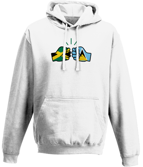 We Run Tings, Jamaica & St. Lucia, Dual Parentage, Unisex, Pull On Hoodie, Standard, Classic Fit, Green Stripe & Outline