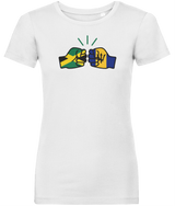 We Run Tings, Jamaica & Barbados, Dual Parentage, Women's, Organic Ring Spun Cotton T-Shirt, Outline