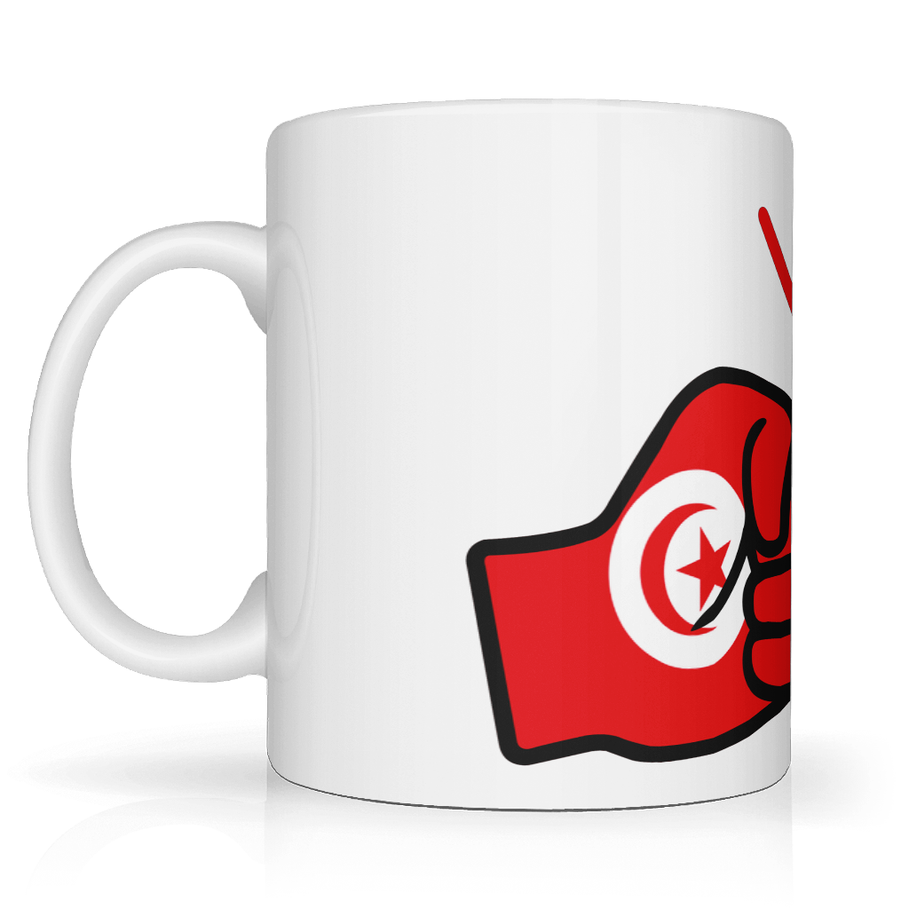 Tunisia flag coffee mug 11oz ceramic glossy white patriotic Tunisia gift mug