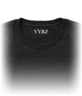 Inside white Neck label of a black t-shirt