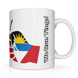 We Run Tings Antigua themed coffee tea white mug ceramic 11oz patriotic gift mug for coffee lovers