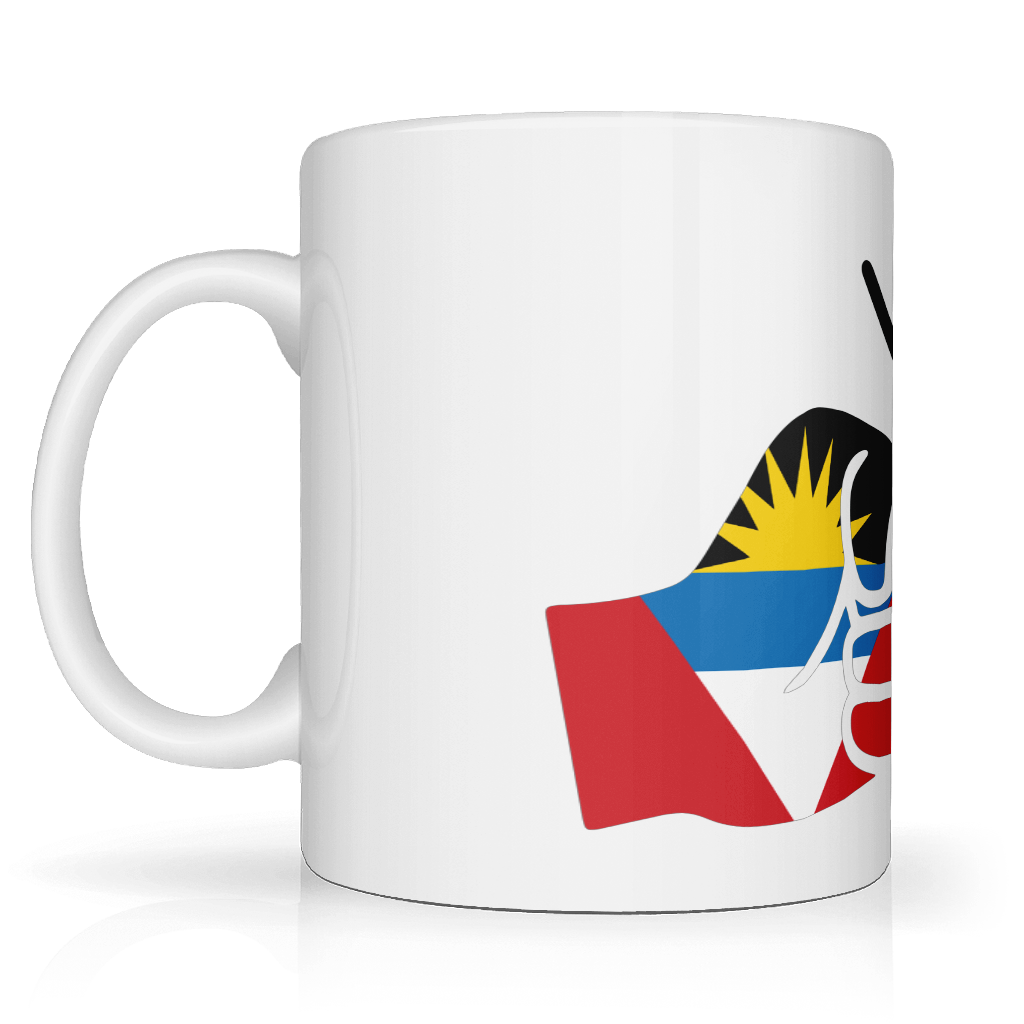 We Run Tings Antigua themed coffee tea white mug ceramic 11oz patriotic gift mug for coffee lovers