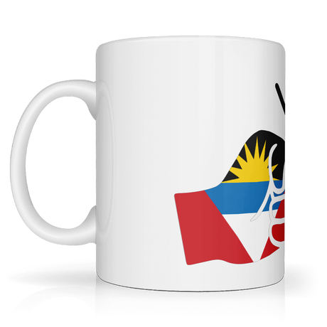 We Run Tings Antigua themed coffee tea white mug ceramic 11oz patriotic gift mug for coffee lovers