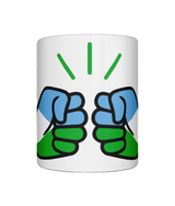 White ceramic We Run Tings Djibouti themed coffee mug on a white background. Front view.