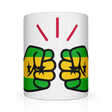 Show your São Tomé and Príncipe pride with our We Run Tings mug. Premium white 11oz ceramic mug featuring the flag design. Dishwasher & microwave safe. Front view