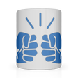 We Run Tings Somalia white ceramic coffee mug featuring the Somali flag integrated into the We Run Tings logo on a glossy white mug.