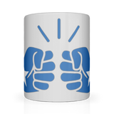 We Run Tings Somalia white ceramic coffee mug featuring the Somali flag integrated into the We Run Tings logo on a glossy white mug.