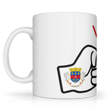 We Run Tings, St Barts, Caribbean Themed, Tea, Coffee Ceramic Mug, Cup, White, 11oz Classic Drinkware Washable Reusable Reuse Tumbler Patriotic. Side view