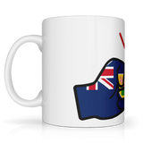 We Run Tings, Turks and Caicos, Caribbean Themed, Tea, Coffee Ceramic Mug, Cup, White, 11oz Classic Drinkware Washable Reusable Reuse Tumbler Patriotic. Side view