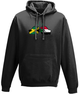 We Run Tings, Jamaica & Sudan, Dual Parentage, Unisex, Pull On Hoodie, Standard, Classic Fit, Green Stripe & Outline
