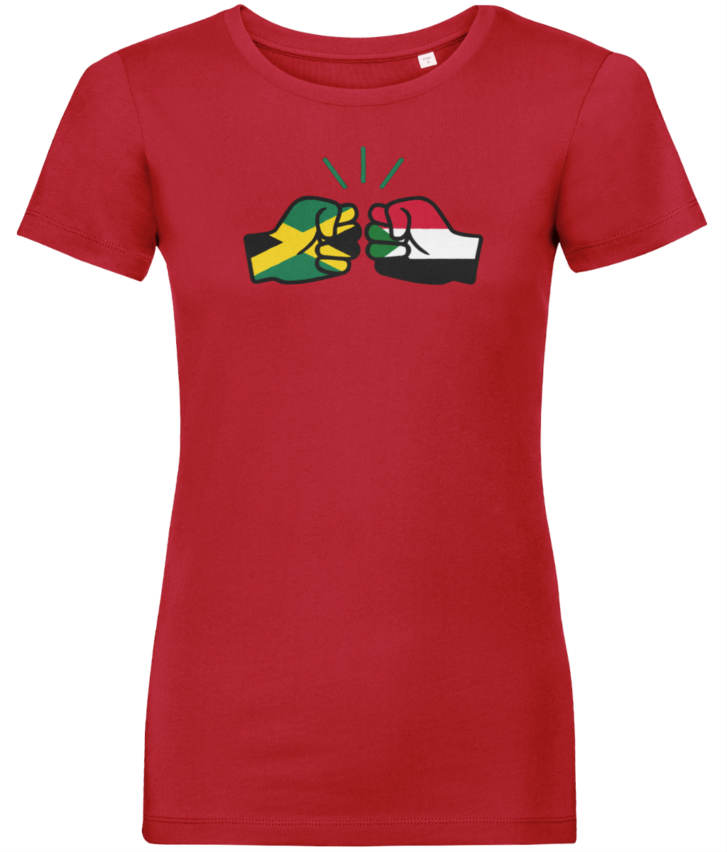We Run Tings, Jamaica & Sudan, Dual Parentage, Women's, Organic Ring Spun Cotton T-Shirt, Outline