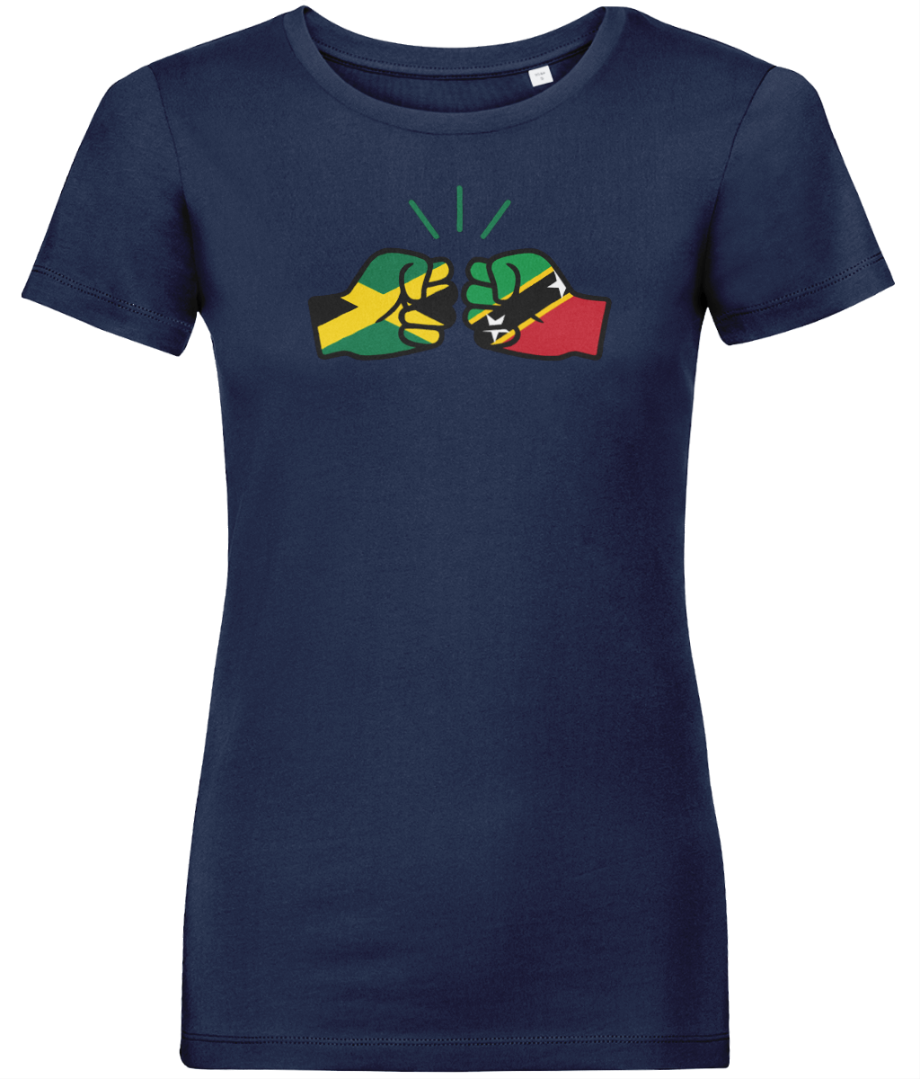 We Run Tings, Jamaica & St. Kitts, Dual Parentage, Women's, Organic Ring Spun Cotton T-Shirt, Outline
