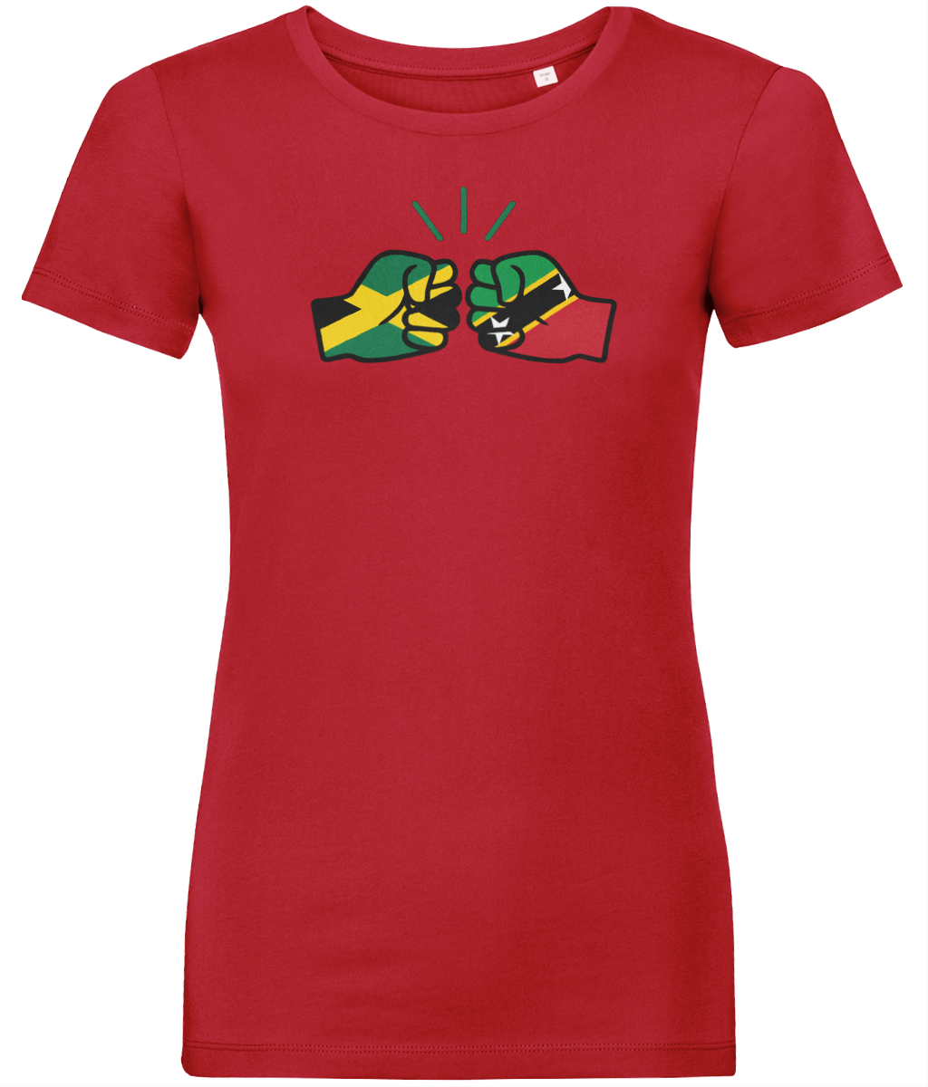 We Run Tings, Jamaica & St. Kitts, Dual Parentage, Women's, Organic Ring Spun Cotton T-Shirt, Outline