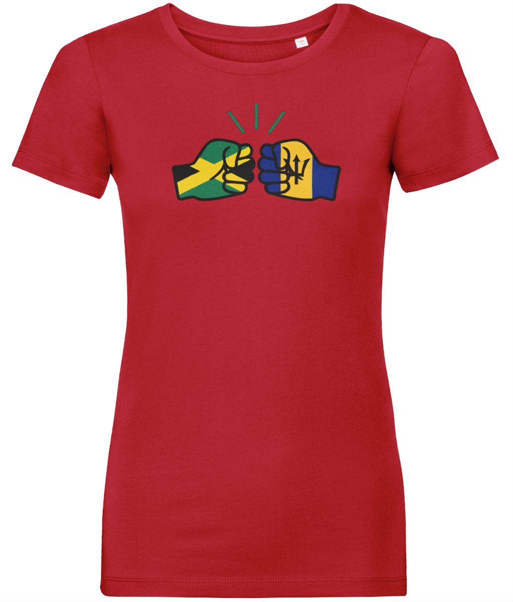 We Run Tings, Jamaica & Barbados, Dual Parentage, Women's, Organic Ring Spun Cotton T-Shirt, Outline