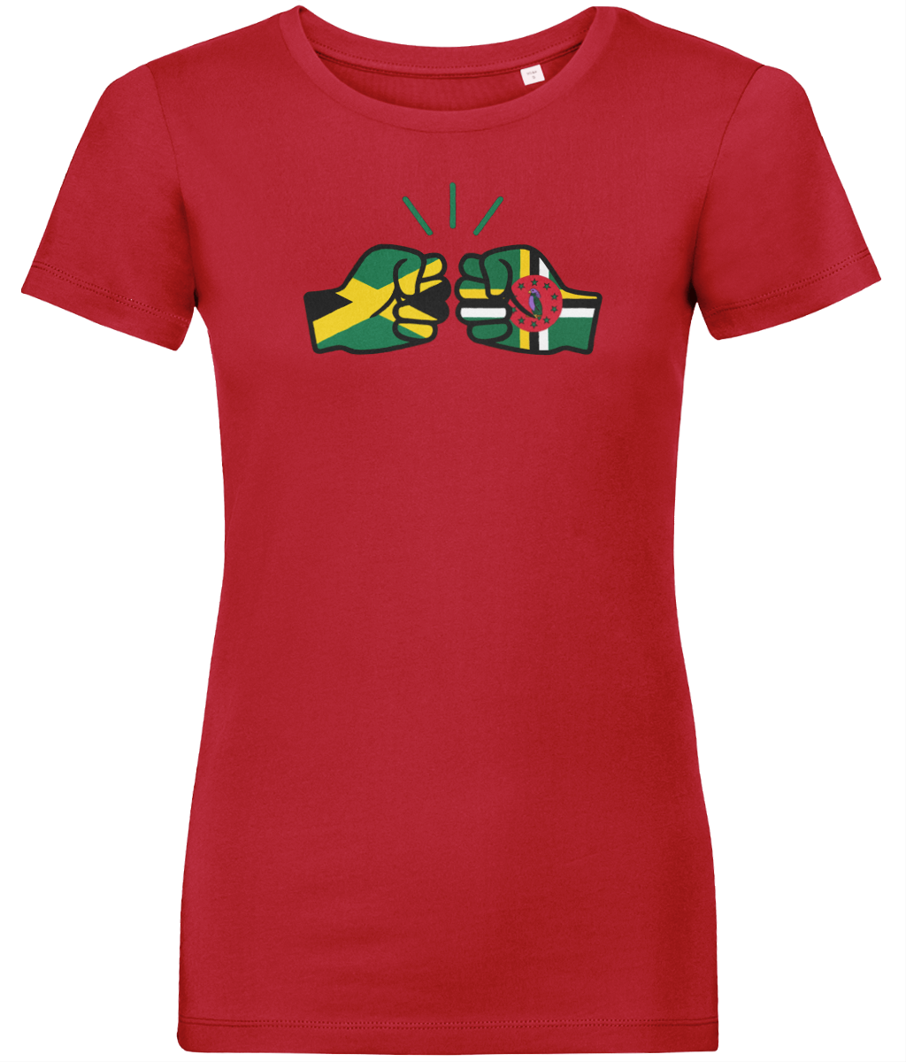 We Run Tings, Jamaica & Dominica, Dual Parentage, Women's, Organic Ring Spun Cotton T-Shirt, Outline
