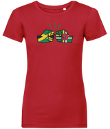 We Run Tings, Jamaica & Dominica, Dual Parentage, Women's, Organic Ring Spun Cotton T-Shirt, Outline