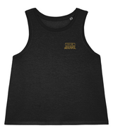 Call Me The B Word Beautiful, Women's, Organic Cotton, Crop Vest Top, Small Gold Left Chest Logo
