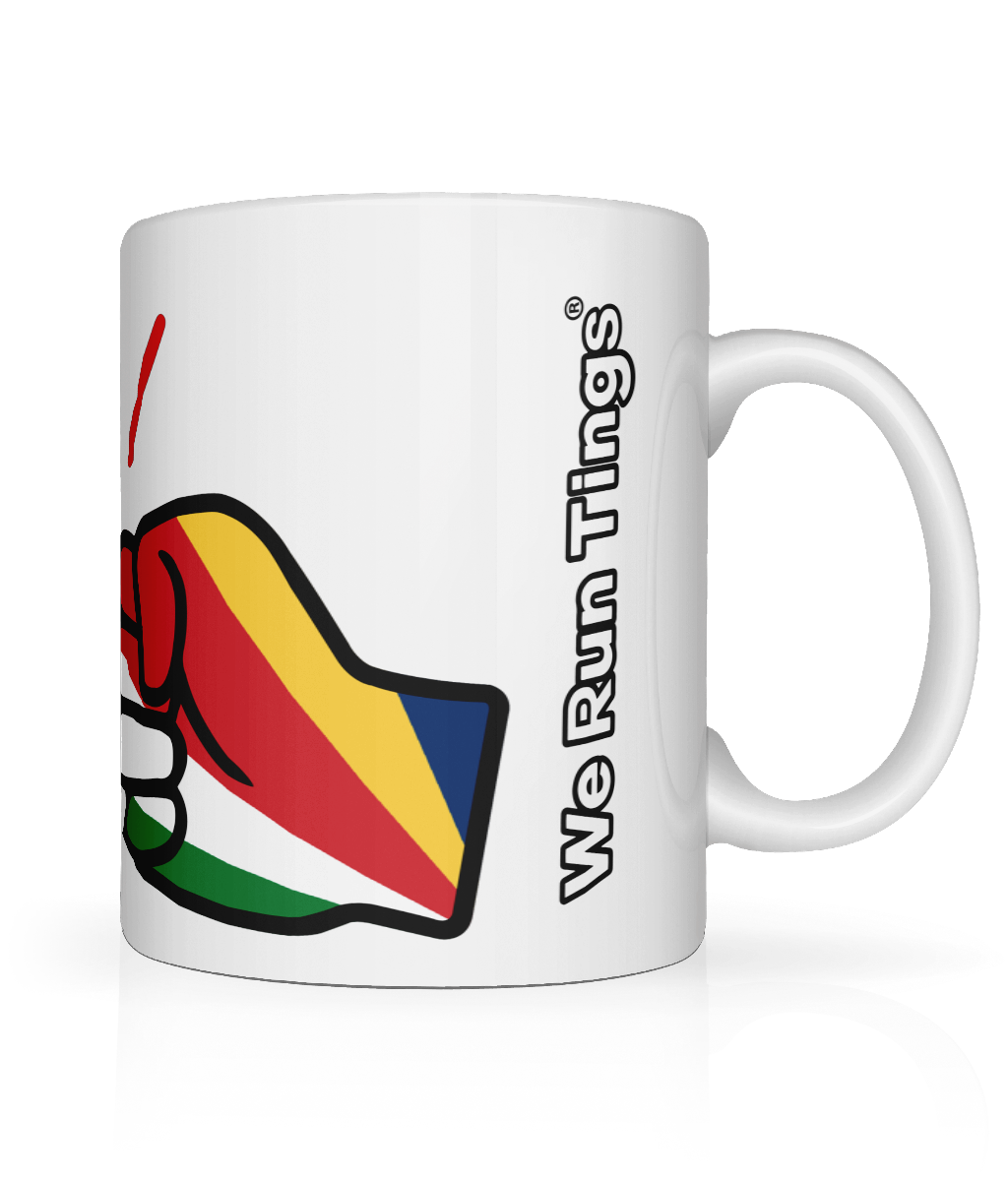 We Run Tings, Seychelles, Tea, Coffee Ceramic Mug, Cup, White, 11oz