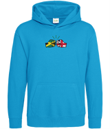 We Run Tings, Jamaica & United Kingdom, Dual Parentage, Boys, Girls, Kids, Pull On Hoodie, Green Stripe & Outline