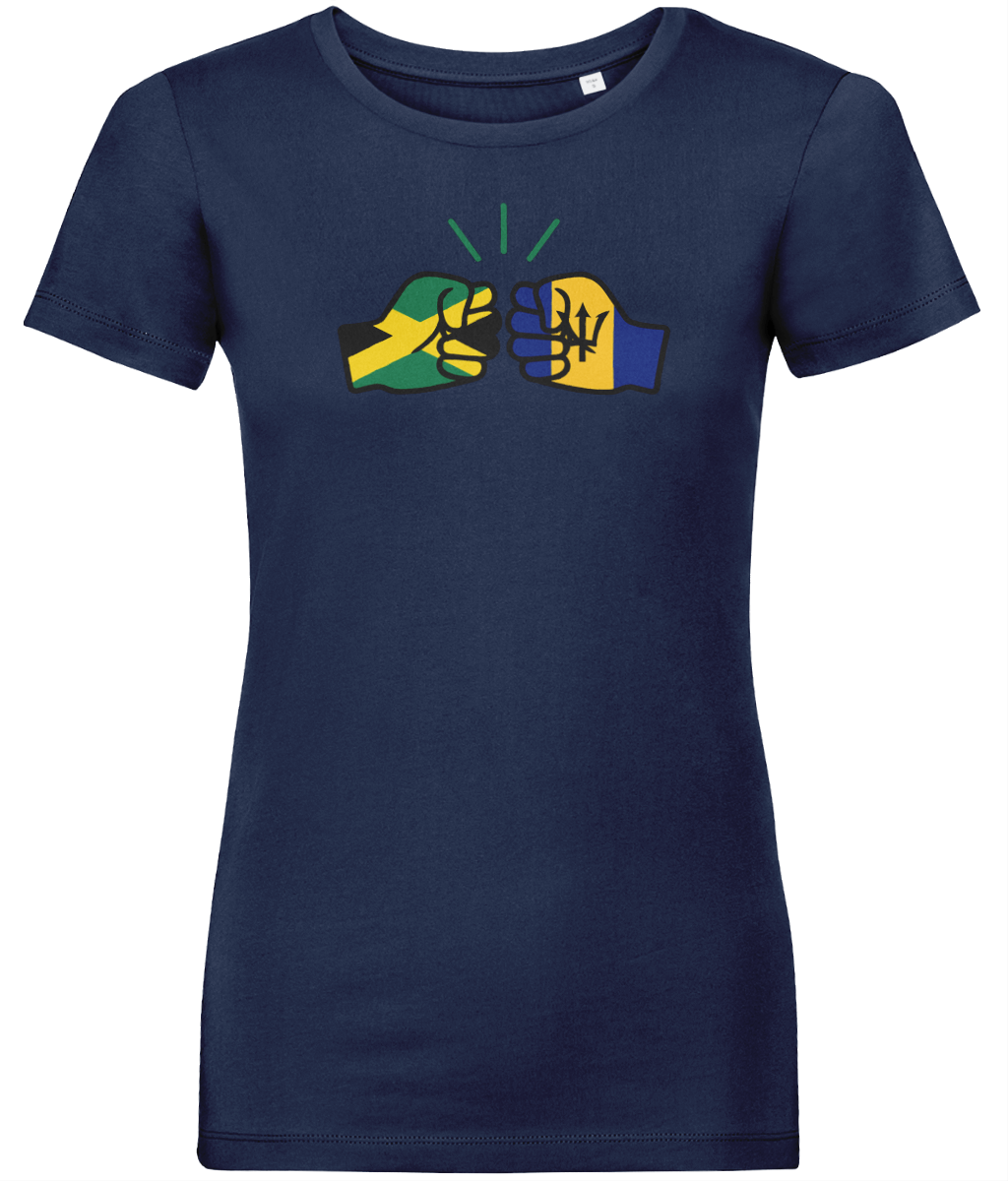 We Run Tings, Jamaica & Barbados, Dual Parentage, Women's, Organic Ring Spun Cotton T-Shirt, Outline
