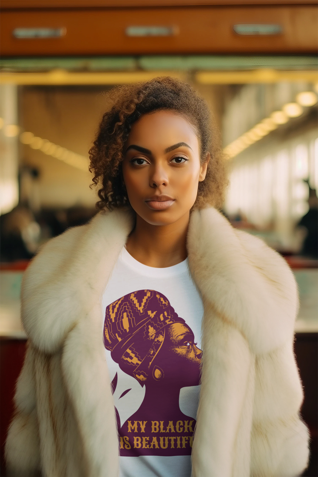 My Black Is Beautiful Women's, Glow, Contemporary Shaped Fit Organic Cotton T-Shirt