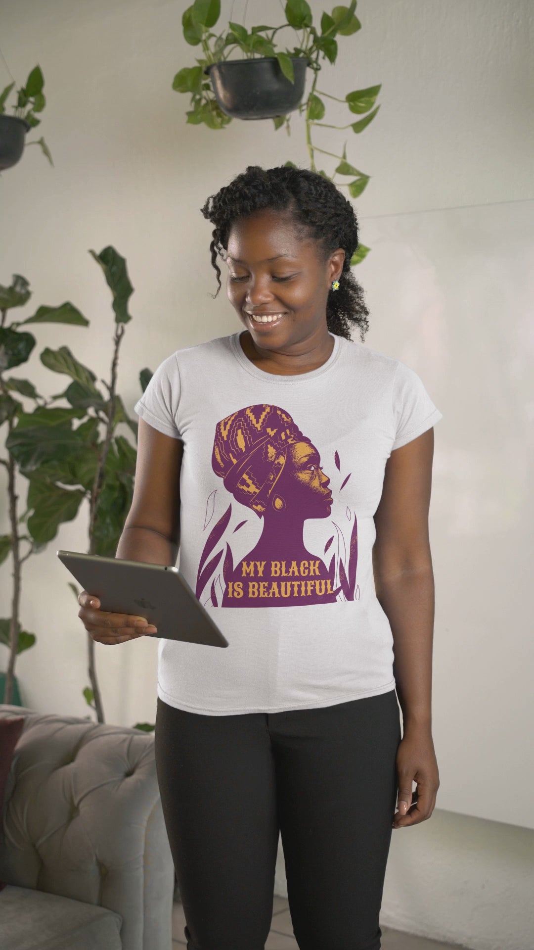 My Black Is Beautiful Women's, Glow, Contemporary Shaped Fit Organic Cotton T-Shirt