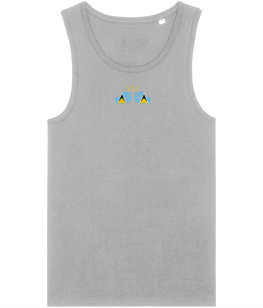 We Run Tings,  St. Lucia, Men's, Organic Cotton, Tank/Vest Top, Small Centre Logo
