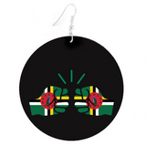 We Run Tings, Dominica, Flat Round Wood Disc Earrings, 6.5cm