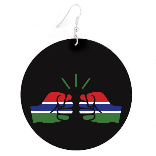 We Run Tings, Gambia, Flat Round Wood Disc Earrings, 6.5cm