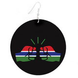 We Run Tings, Gambia, Flat Round Wood Disc Earrings, 6.5cm