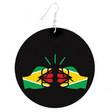 We Run Tings, Guyana, Flat Round Wood Disc Earrings, 6.5cm