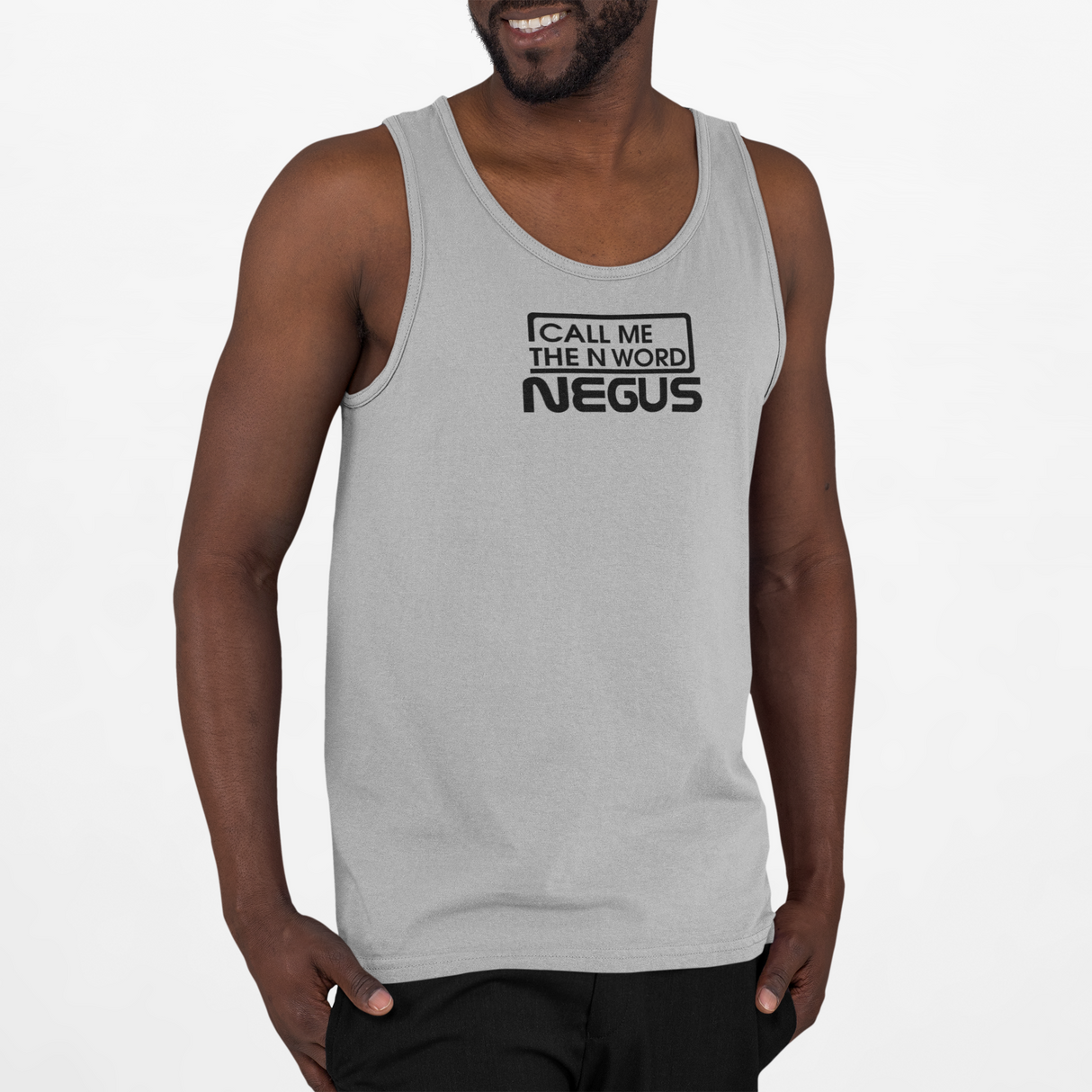 Call Me The N Word Negus, Men's Organic Tank Top, Black Centre Logo, Various Colours