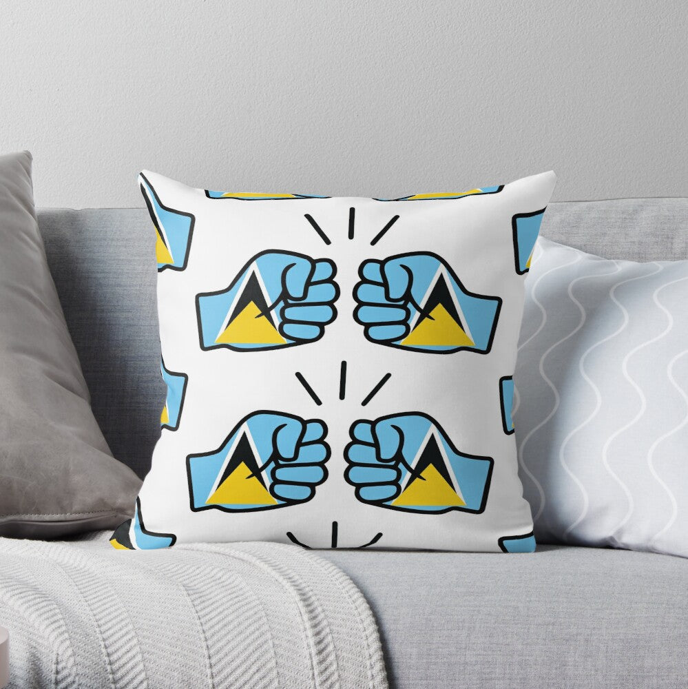 We Run Tings, St. Lucia, Throw, Pillow, Cushion, White, 40 x 40cm