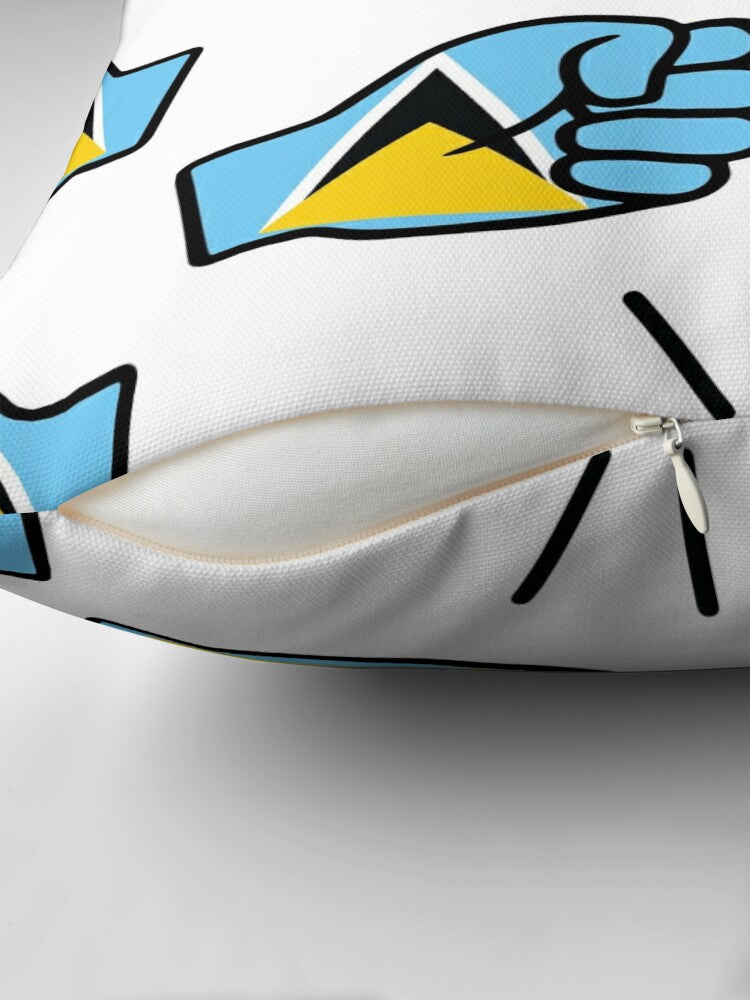 We Run Tings, St. Lucia, Throw, Pillow, Cushion, White, 40 x 40cm