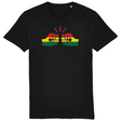 Men's black t-shirt with a graphic design of a fist and the Ghanaian flag on the front.