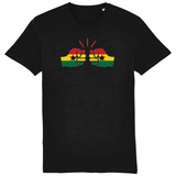Men's black t-shirt with a graphic design of a fist and the Ghanaian flag on the front.