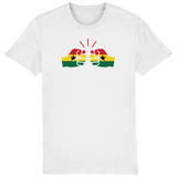 Men's white t-shirt with a graphic design of a fist and the Ghanaian flag on the front.