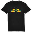 Men's black t-shirt with a graphic print of a fist and the We Run Tings Grenada brand logo on the front.