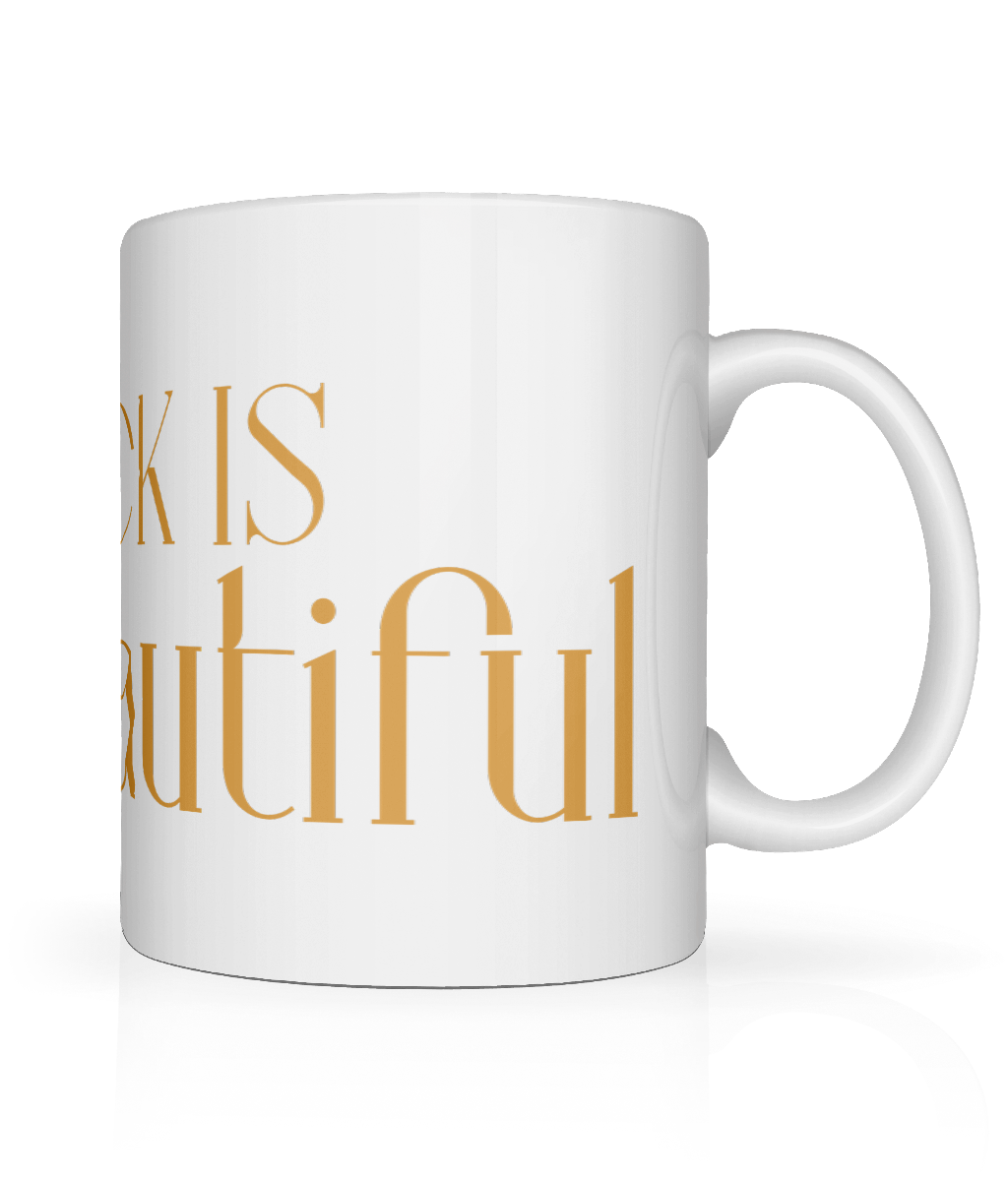 My Black Is Beautiful, Tea, Coffee Ceramic Mug, Cup, Gold Logo, White, 11oz