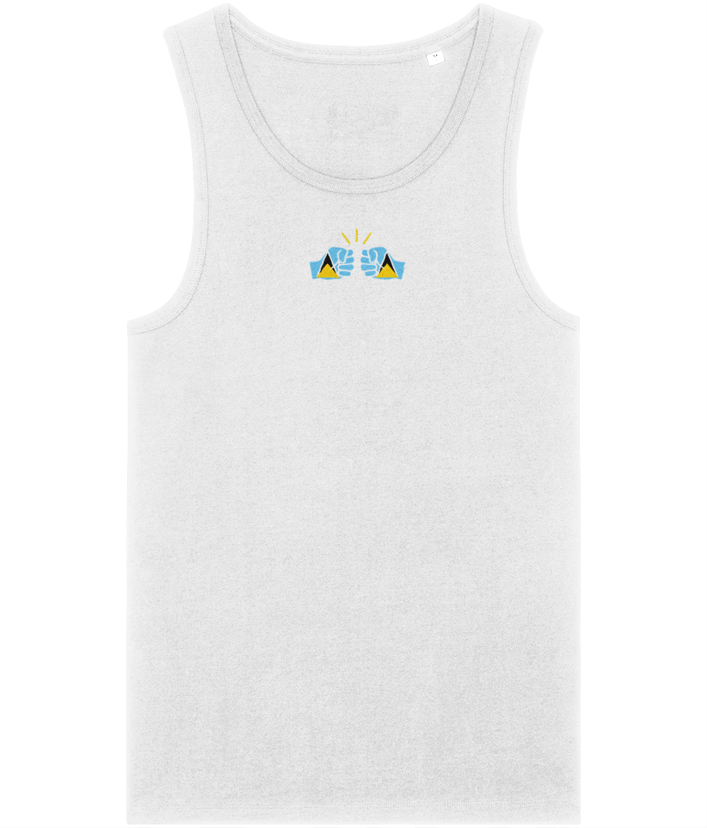 We Run Tings,  St. Lucia, Men's, Organic Cotton, Tank/Vest Top, Small Centre Logo