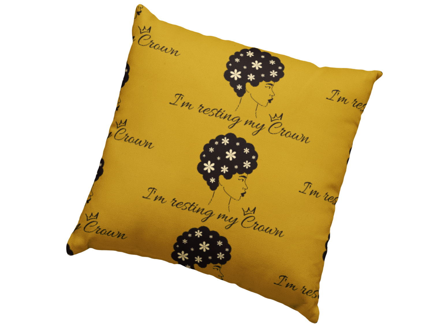 I'm Resting My Crown, Throw, Pillow, Square Cushion, Yellow, 40 x 40cm