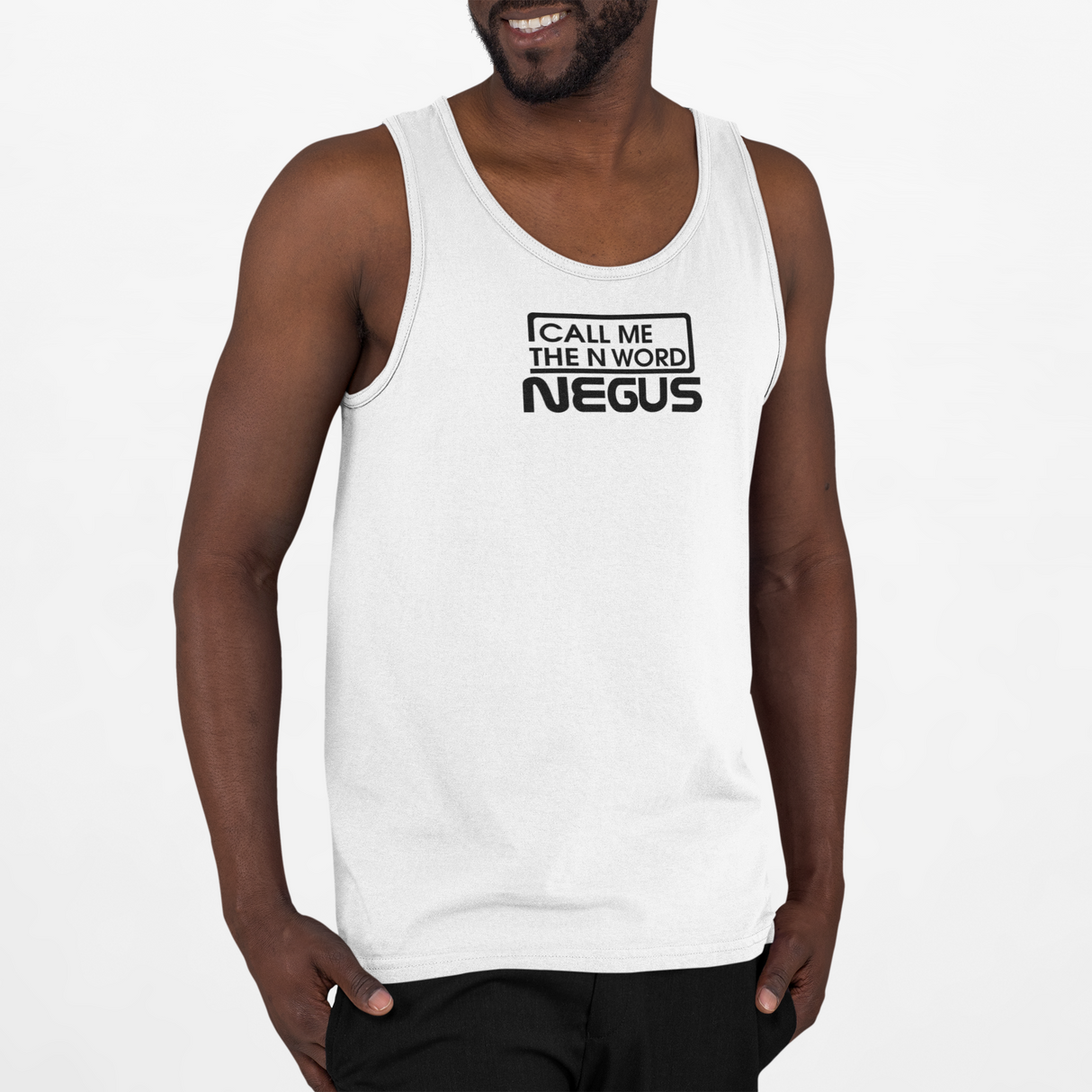 Call Me The N Word Negus, Men's Organic Tank Top, Black Centre Logo, Various Colours