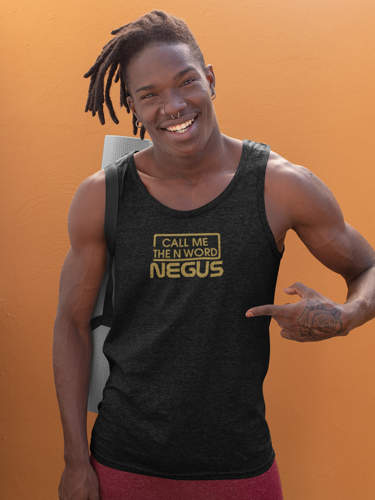 Call Me The N Word Negus, Men's, Organic Tank Top, Gold Centre Logo, Various Colours