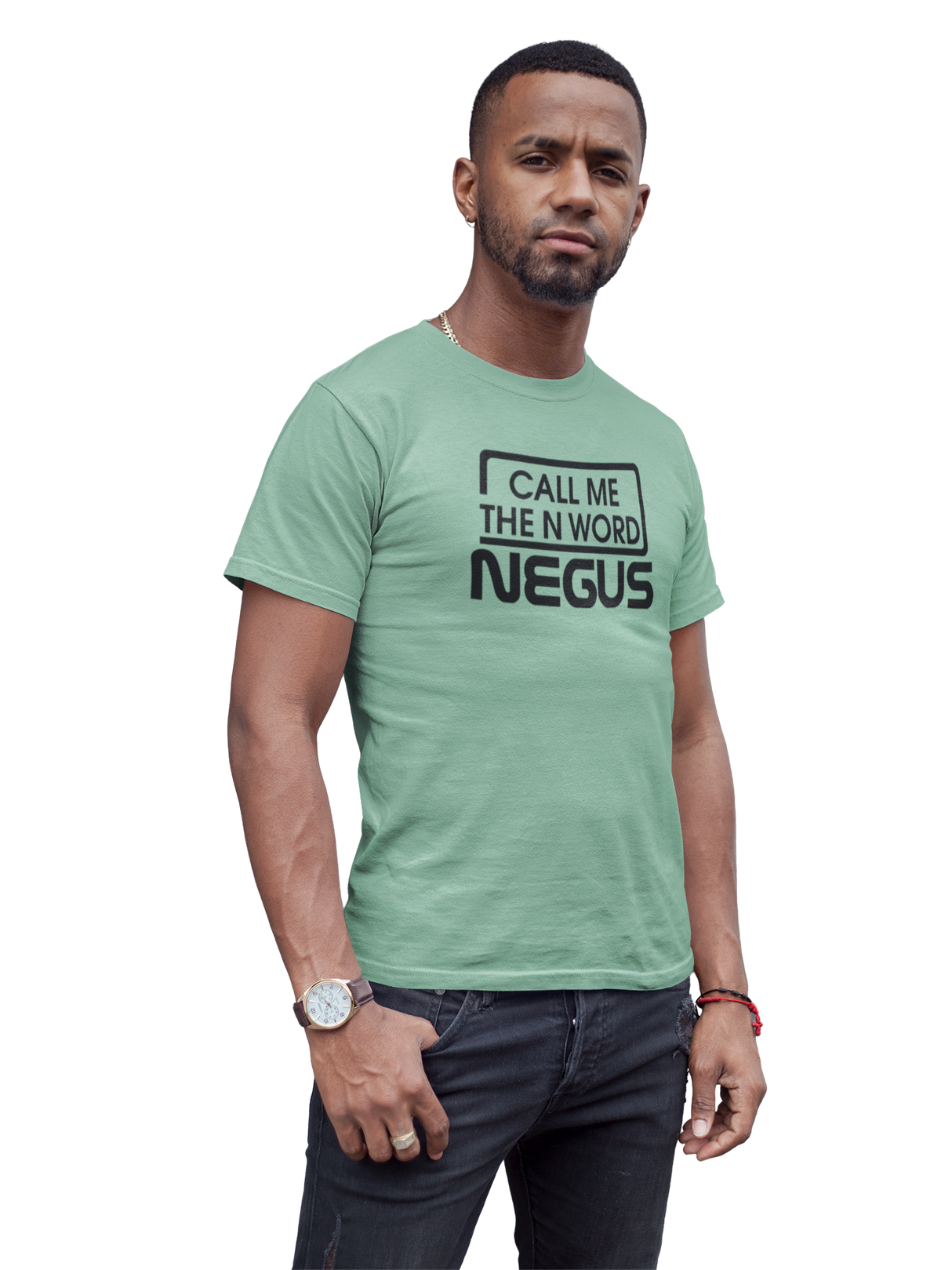 Call Me The N Word Negus, Men's, Organic Ring Spun Cotton T-Shirt, Black Logo