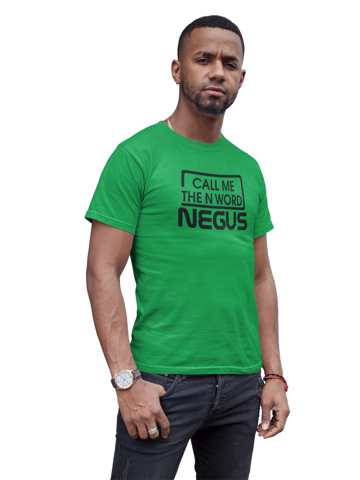 Call Me The N Word Negus, Men's, Organic Ring Spun Cotton T-Shirt, Black Logo