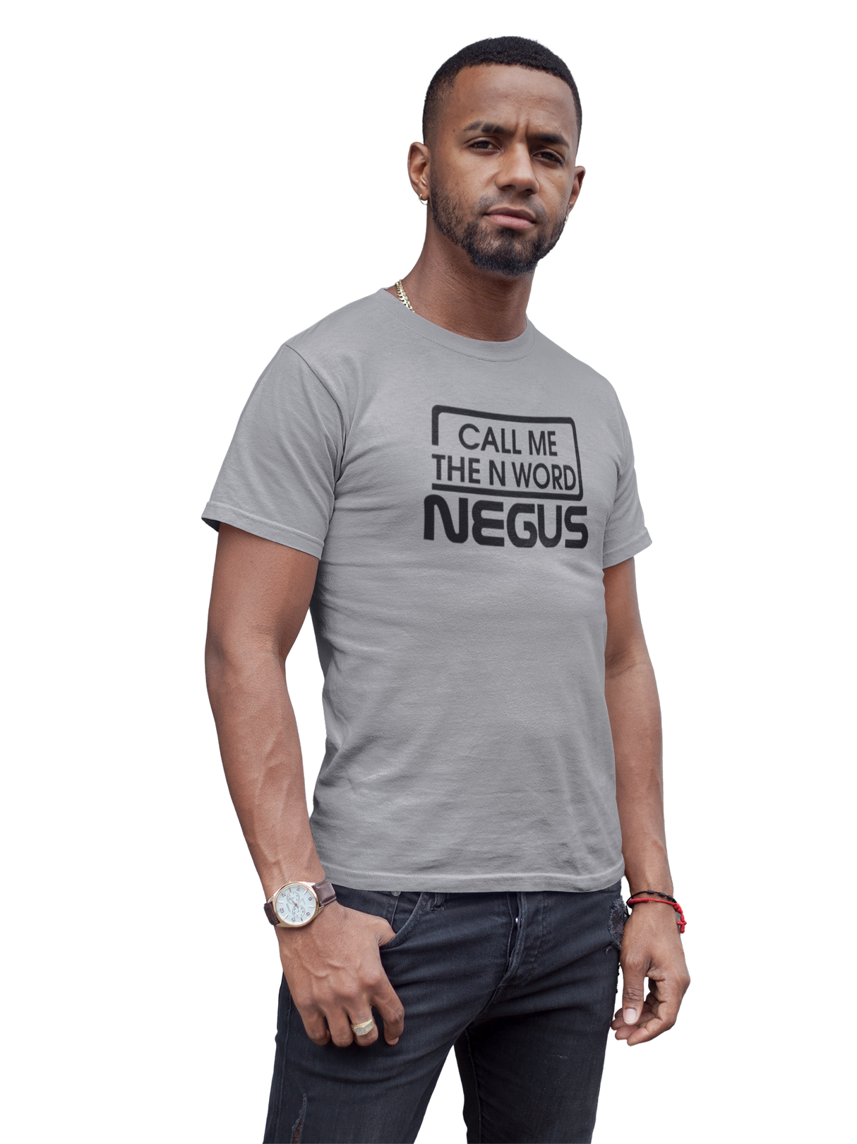 Call Me The N Word Negus, Men's, Organic Ring Spun Cotton T-Shirt, Black Logo